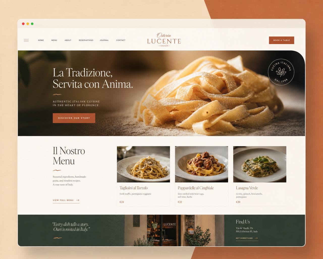Italian Restaurant website concept