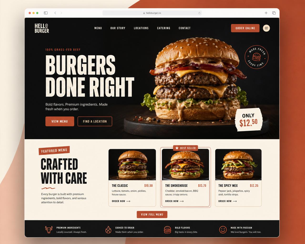 Burger Restaurant website concept
